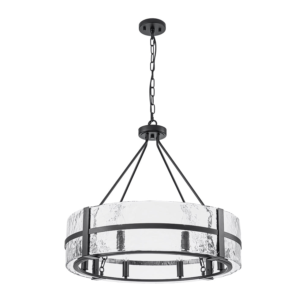 Industrial 8 - Light Round Handcrafted Water - Textured Glass Chandelier - LightfixturesUAE