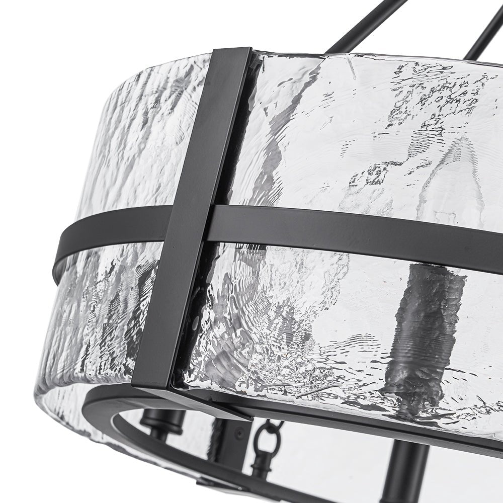 Industrial 8 - Light Round Handcrafted Water - Textured Glass Chandelier - LightfixturesUAE