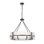 Industrial 8 - Light Round Handcrafted Water - Textured Glass Chandelier - LightfixturesUAE