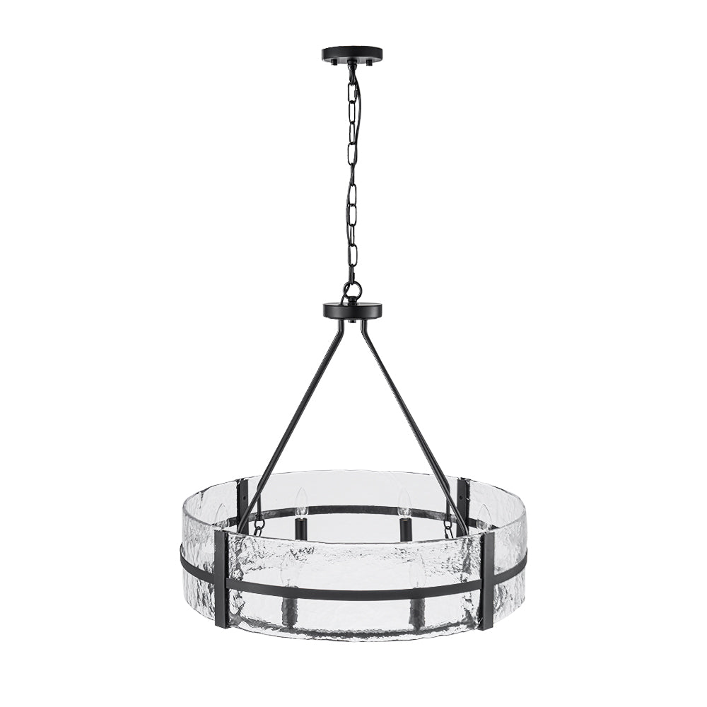 Industrial 8 - Light Round Handcrafted Water - Textured Glass Chandelier - LightfixturesUAE