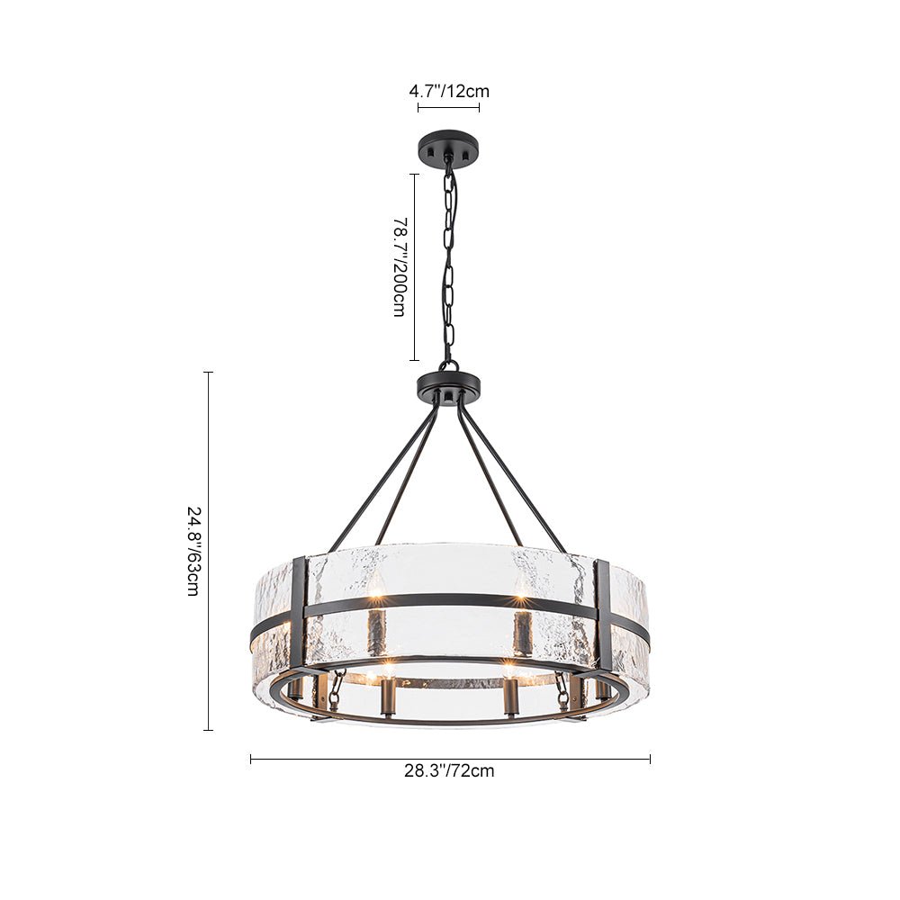 Industrial 8 - Light Round Handcrafted Water - Textured Glass Chandelier - LightfixturesUAE