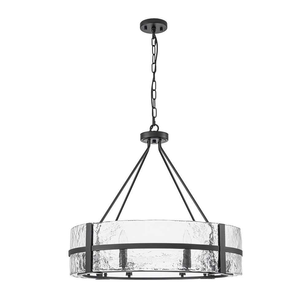 Industrial 8 - Light Round Handcrafted Water - Textured Glass Chandelier - LightfixturesUAE