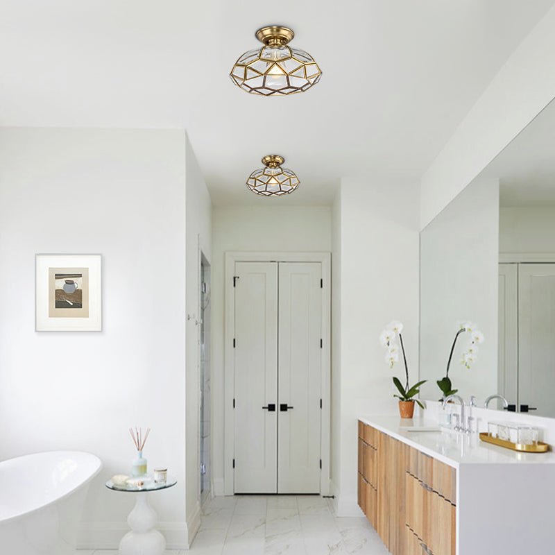 Lantern Geometric Panel Semi Flush Mount Ceiling Light - LightfixturesUAE