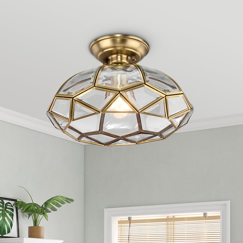Lantern Geometric Panel Semi Flush Mount Ceiling Light - LightfixturesUAE