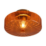 LightfixturesUAE-1-light Amber Rippled Glass Drum Semi Flush Mount-Ceiling Lights-Amber-