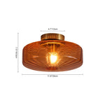 LightfixturesUAE-1-light Amber Rippled Glass Drum Semi Flush Mount-Ceiling Lights-Amber-