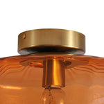 LightfixturesUAE-1-light Amber Rippled Glass Drum Semi Flush Mount-Ceiling Lights-Amber-