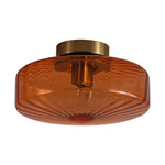 LightfixturesUAE-1-light Amber Rippled Glass Drum Semi Flush Mount-Ceiling Lights-Amber-