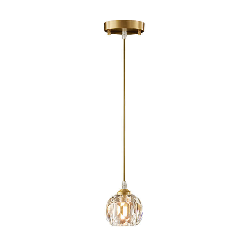 LightfixturesUAE-1-Light Cutting Crystal Shade Brass Mini Pendant Lighting-Pendant Lights-Brass-