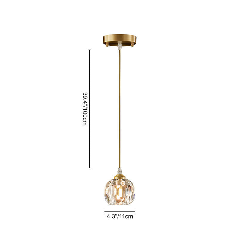 LightfixturesUAE-1-Light Cutting Crystal Shade Brass Mini Pendant Lighting-Pendant Lights-Brass-