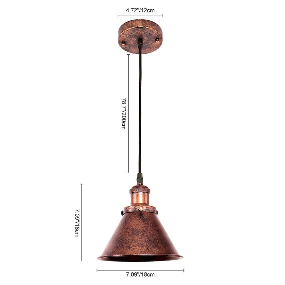 LightfixturesUAE-1-Light Farmhouse Vintage Aged Cone Pendant Light-Pendant Lights - 