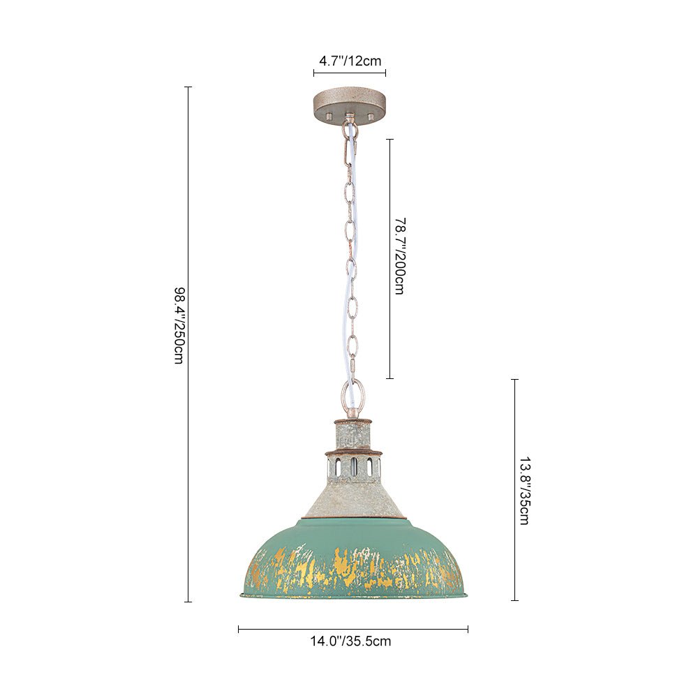 LightfixturesUAE-1-Light Farmhouse Vintage Antique Teal Brass Bowl Shape Pendant Light-Pendant Lights-Blue-