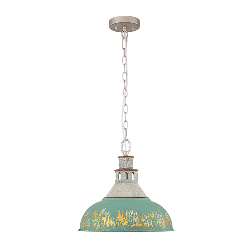 LightfixturesUAE-1-Light Farmhouse Vintage Antique Teal Brass Bowl Shape Pendant Light-Pendant Lights-Blue-
