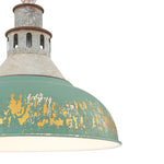 LightfixturesUAE-1-Light Farmhouse Vintage Antique Teal Brass Bowl Shape Pendant Light-Pendant Lights-Blue-