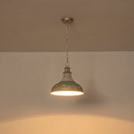 LightfixturesUAE-1-Light Farmhouse Vintage Antique Teal Brass Bowl Shape Pendant Light-Pendant Lights-Blue-