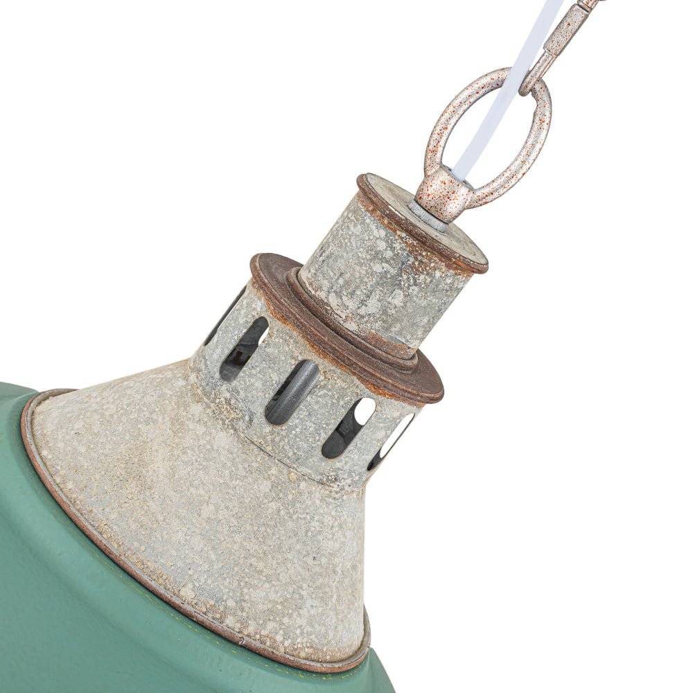 LightfixturesUAE-1-Light Farmhouse Vintage Antique Teal Brass Bowl Shape Pendant Light-Pendant Lights-Blue-