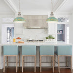 LightfixturesUAE-1-Light Farmhouse Vintage Antique Teal Brass Bowl Shape Pendant Light-Pendant Lights-Blue-