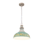 LightfixturesUAE-1-Light Farmhouse Vintage Antique Teal Brass Bowl Shape Pendant Light-Pendant Lights-Blue-