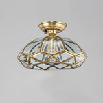 LightfixturesUAE-1-Light Geometric Lantern Cage Semi Flush Mount Ceiling Light-Ceiling Lights - 