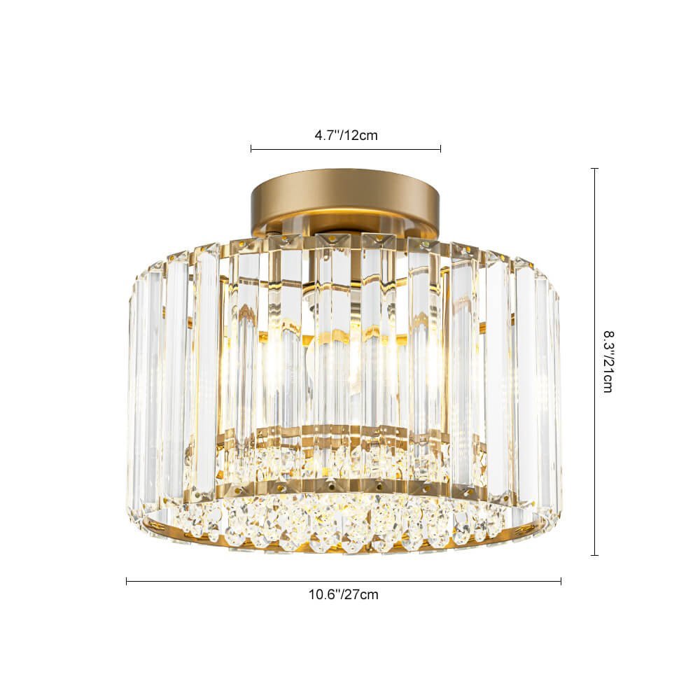 LightfixturesUAE-1-Light Glam Round Crystal Flush Mount Ceiling Light-Ceiling Lights-Brass-