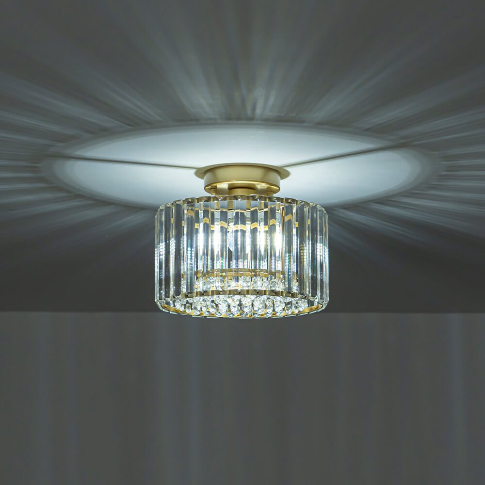 LightfixturesUAE-1-Light Glam Round Crystal Flush Mount Ceiling Light-Ceiling Lights-Brass-