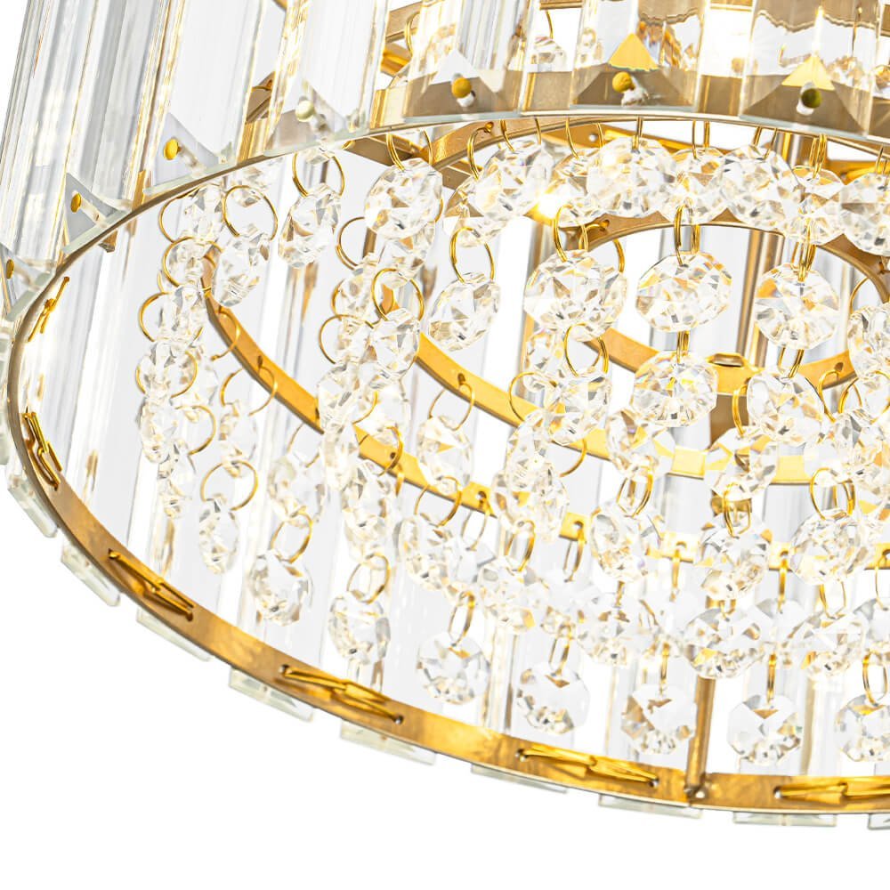 LightfixturesUAE-1-Light Glam Round Crystal Flush Mount Ceiling Light-Ceiling Lights-Brass-
