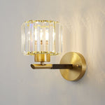 LightfixturesUAE-1-Light Mid-Century Modern Elegant Crystal Cylinder Wall Sconce-Wall Lights-Black+Gold-