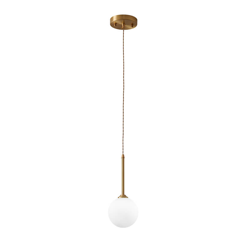 LightfixturesUAE-1-Light Mini Modern Bauhaus Opal Glass Globe Bedside Pendant Light-Pendant Lights-Brass-