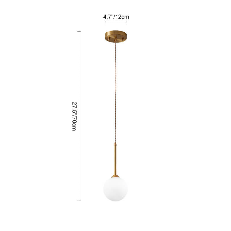 LightfixturesUAE-1-Light Mini Modern Bauhaus Opal Glass Globe Bedside Pendant Light-Pendant Lights-Brass-