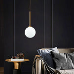 LightfixturesUAE-1-Light Mini Modern Bauhaus Opal Glass Globe Bedside Pendant Light-Pendant Lights-Brass-