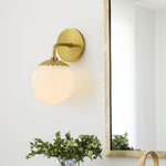 LightfixturesUAE-1-Light Minimalist Opal Glass Globe Wall Sconce-Wall Lights-Brass-