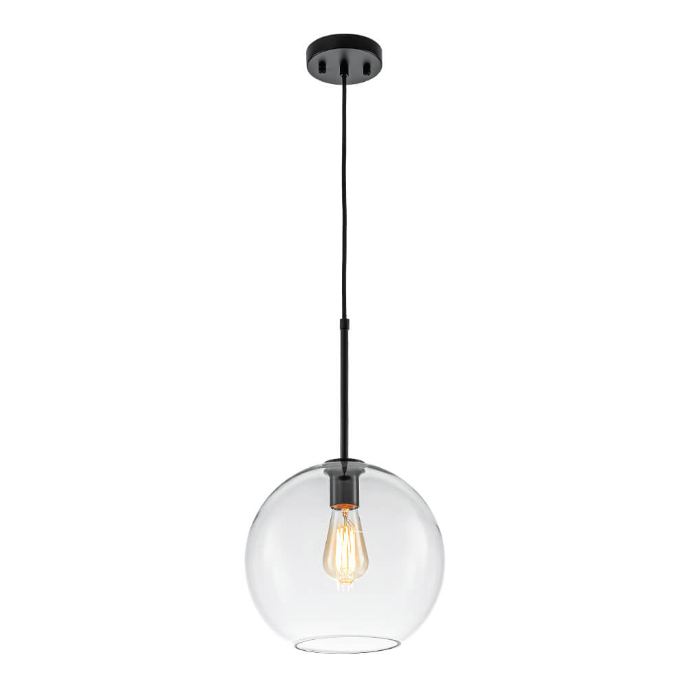 LightfixturesUAE-1-Light Modern Clear Glass Globe Pendant Light-Pendant Lights-Brass-