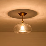LightfixturesUAE-1-Light Modern Clear Glass Oval Semi Flush Mount-Ceiling Lights-Gold-