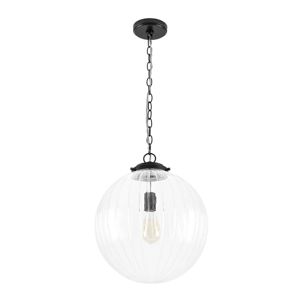 LightfixturesUAE-1-Light Modern Clear Stripe Glass Sphere Pendant Light-Pendant Lights-Nickel-