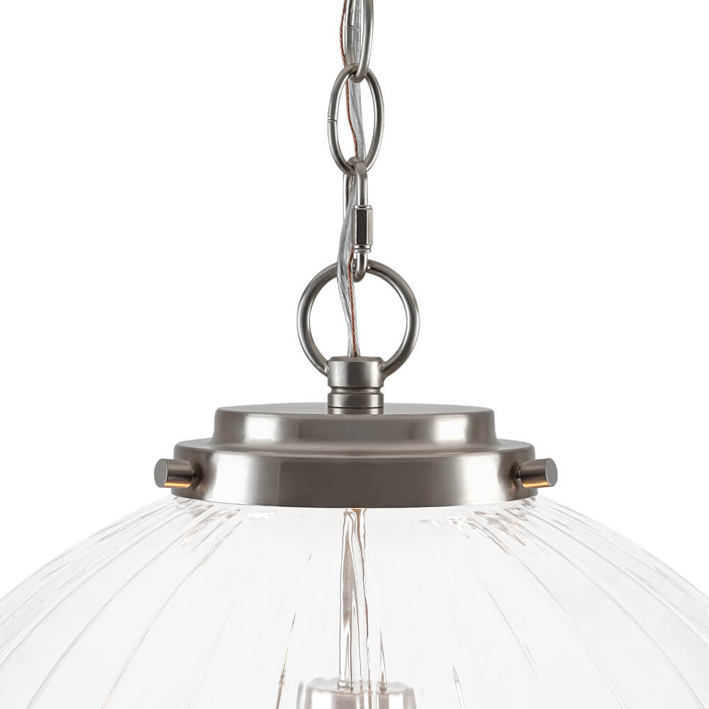 LightfixturesUAE-1-Light Modern Clear Stripe Glass Sphere Pendant Light-Pendant Lights-Nickel-