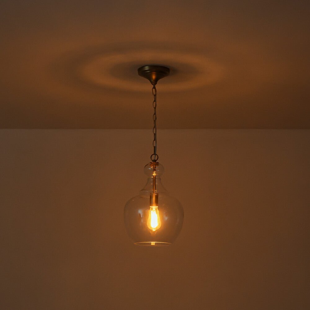 LightfixturesUAE-1-Light Modern Clear Wine Glass Pendant Light For Bar-Pendant Lights-Black-