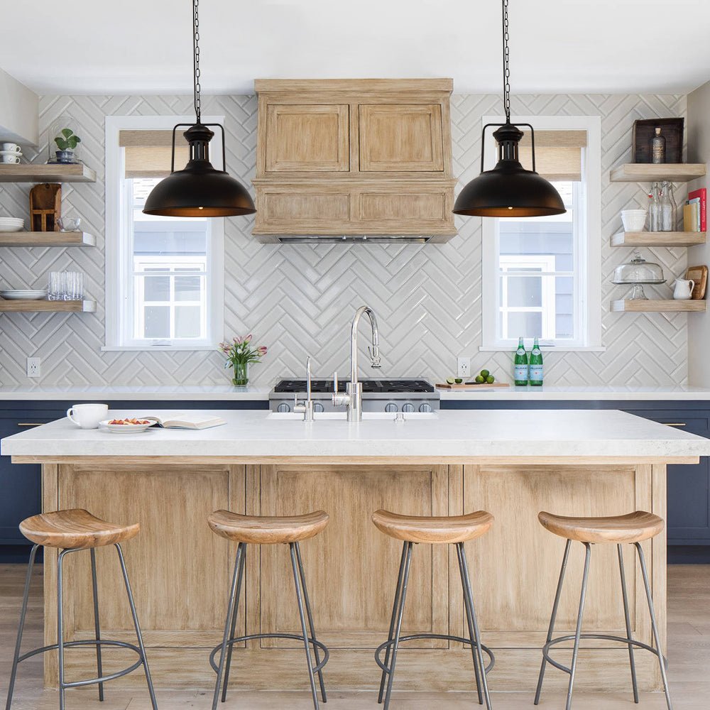 LightfixturesUAE-1-Light Modern Farmhouse Dome Pendant Lighting-Pendant Lights-Black-