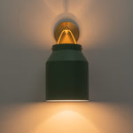 LightfixturesUAE-1-Light Modern Gold Finish Metal Glass Lantern Wall Sconce-Wall Lights-Green-
