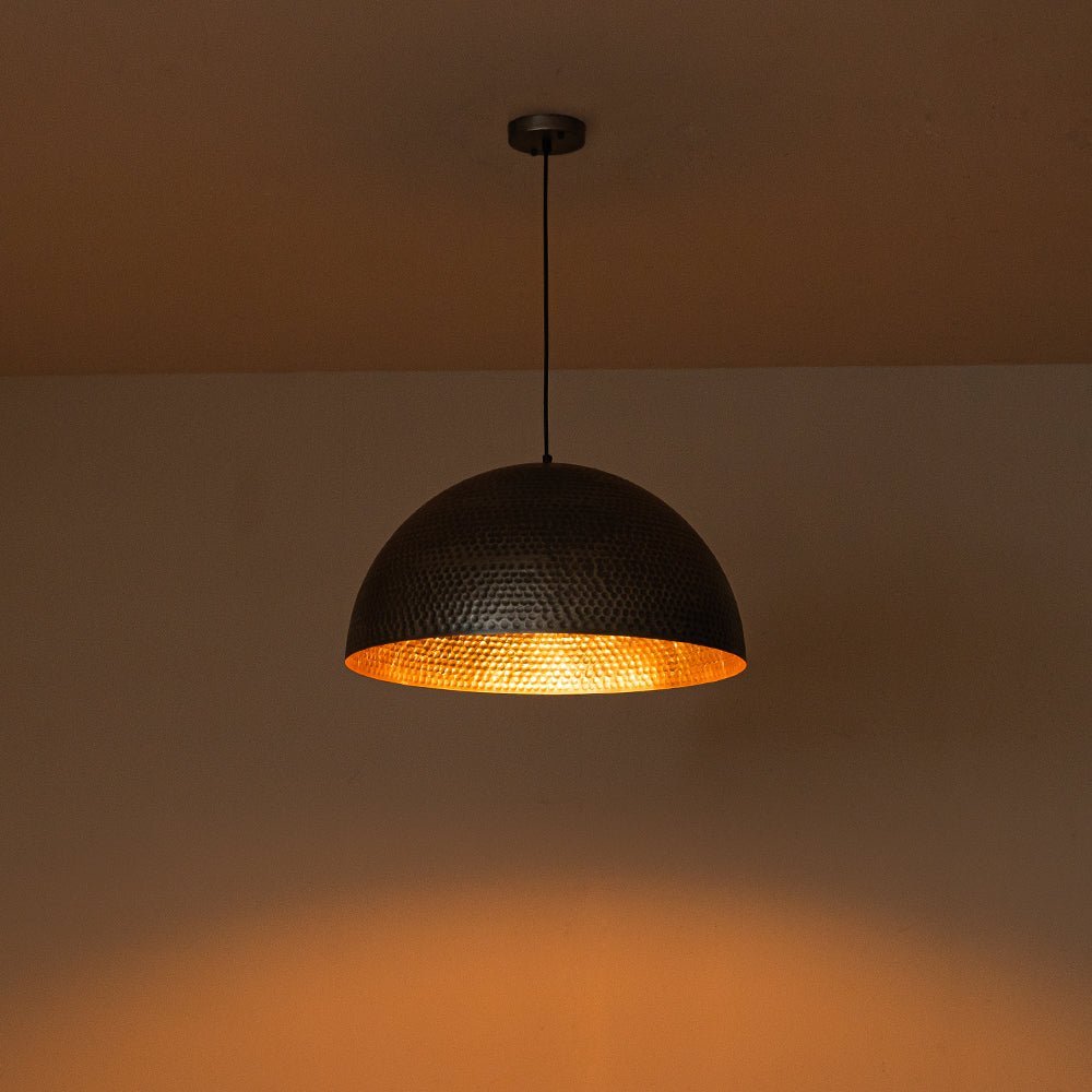 LightfixturesUAE-1-Light Modern Hammered Texture Dome Pendant Lighting-Pendant Lights-Aged Brass-40 cm