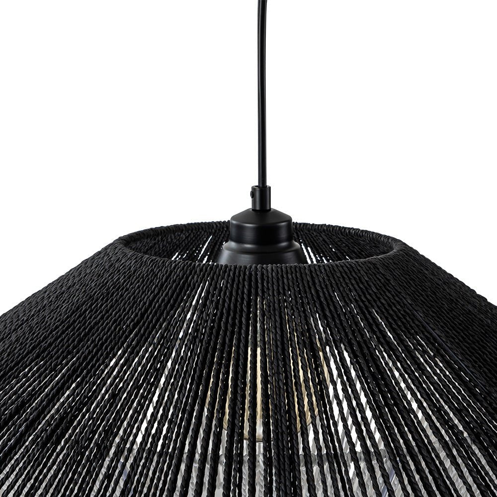 LightfixturesUAE-1-Light Modern Hand-Woven Hat Rope Island Chandelier-Chandeliers-Black-