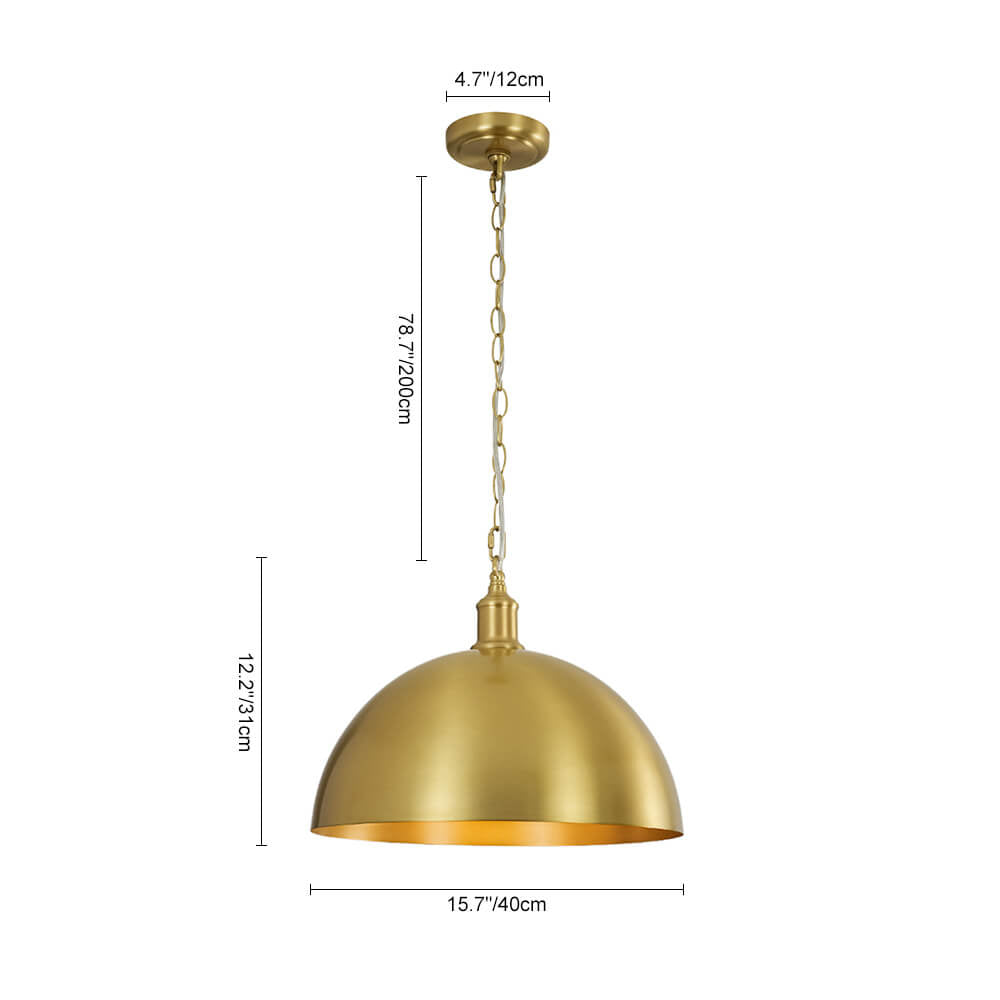 LightfixturesUAE-1-Light Modern Mid-century Brass Metal Dome Pendant-Pendant Lights-Large-