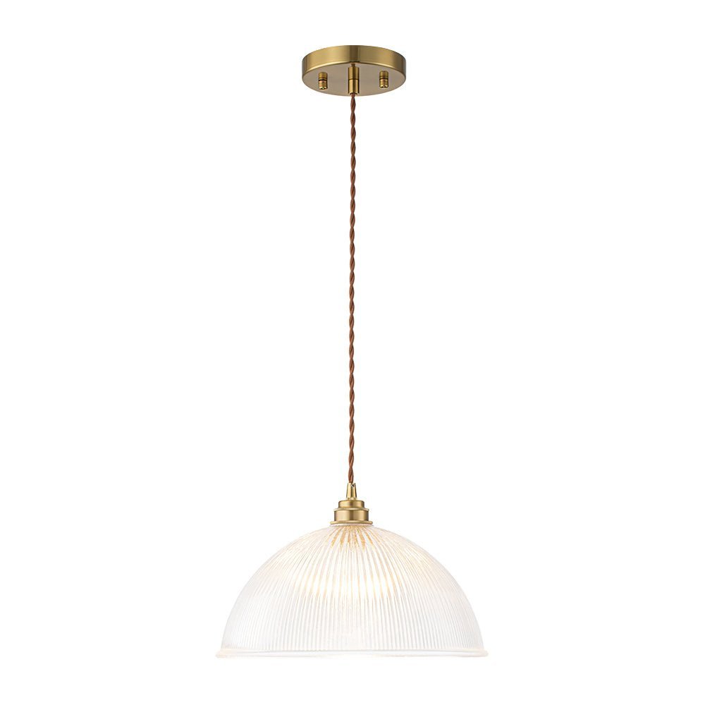 LightfixturesUAE-1-Light Modern Ribbed Glass Dome-Shaped Pendant Light-Pendant Lights-Large-