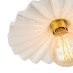 LightfixturesUAE-1-Light Modern Romantic Ruffled Pleated Semi Flush Mount-Ceiling Lights-Brass-