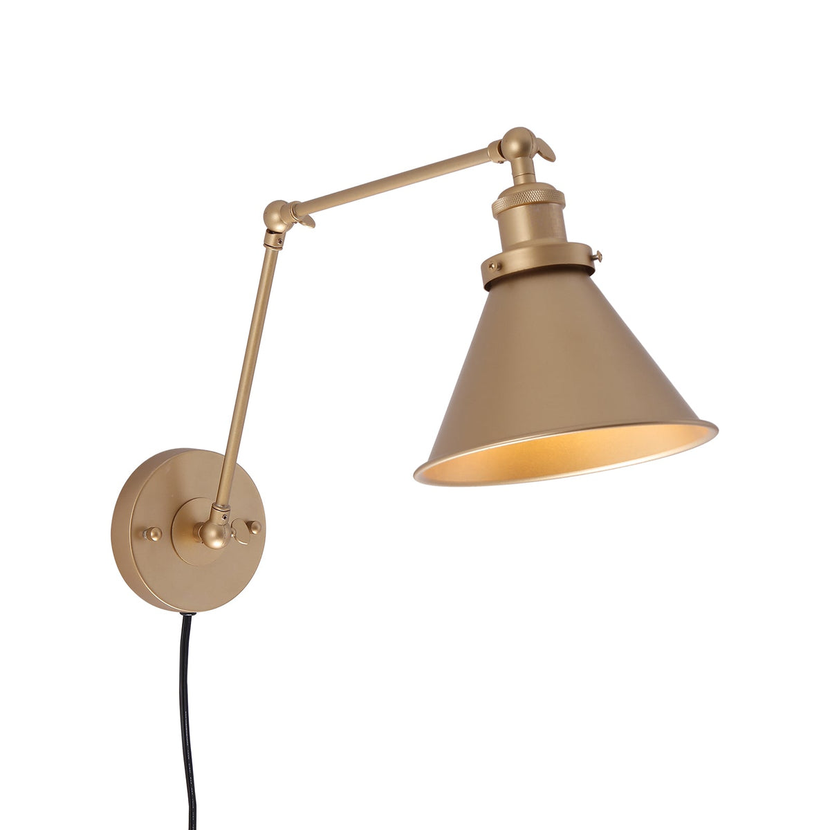 LightfixturesUAE-1-Light Modern Swing Arm Conical Wall Sconce-Wall Lights-Black-