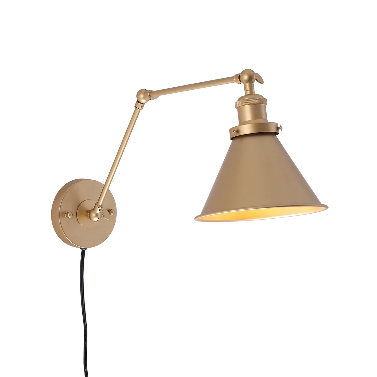 LightfixturesUAE-1-Light Modern Swing Arm Conical Wall Sconce-Wall Lights-Black-