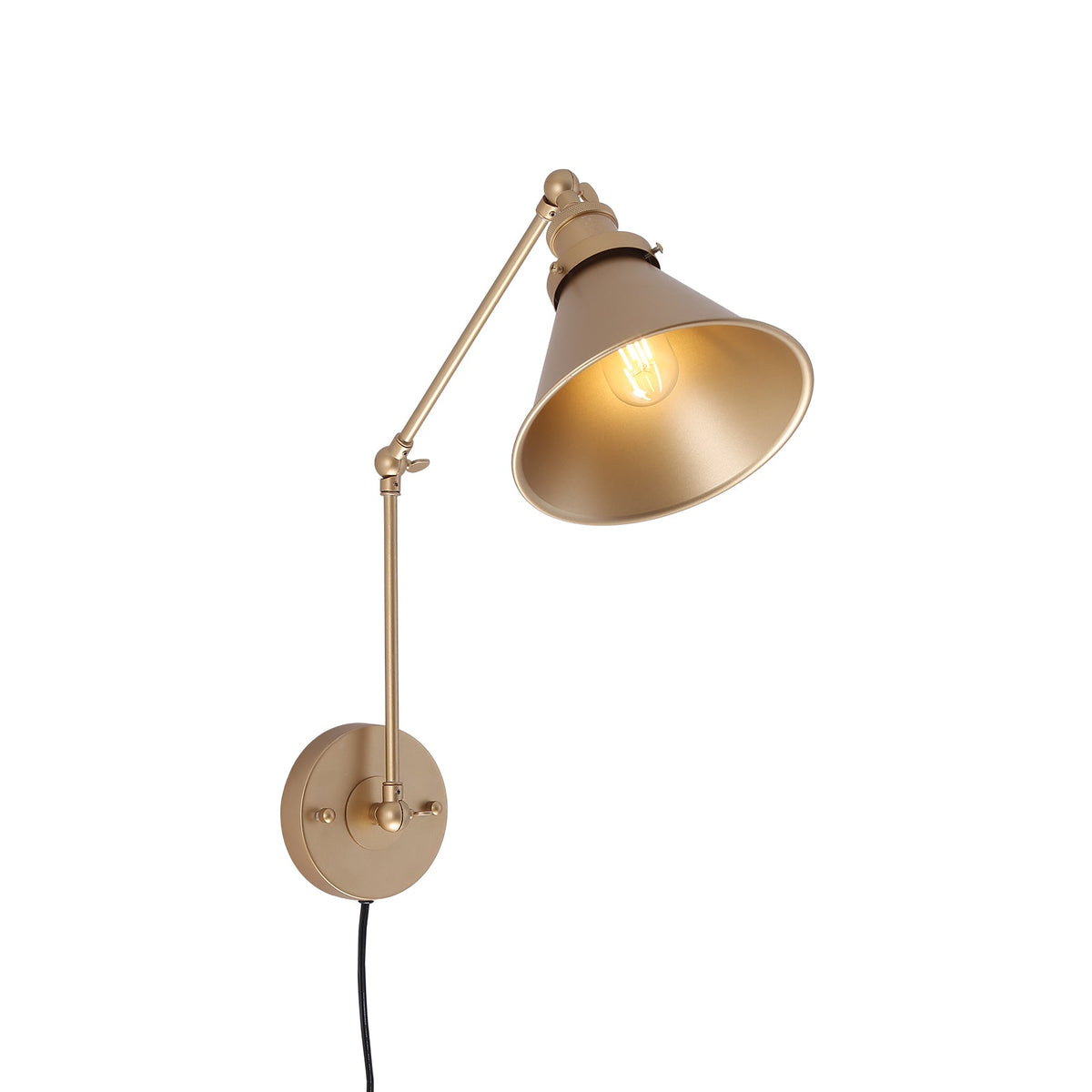 LightfixturesUAE-1-Light Modern Swing Arm Conical Wall Sconce-Wall Lights-Black-