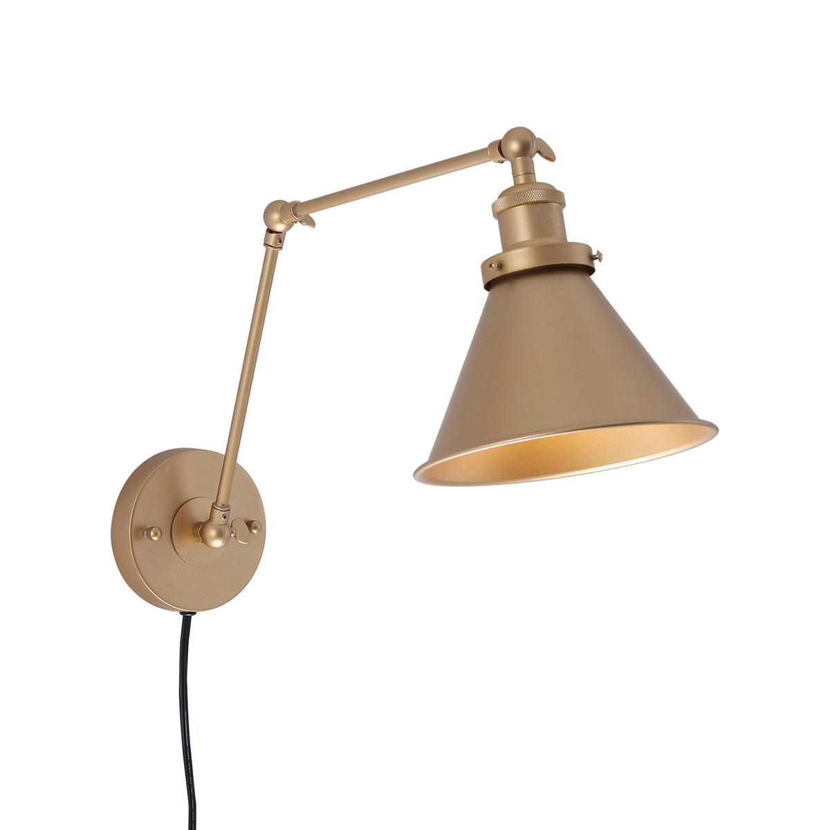 LightfixturesUAE-1-Light Modern Swing Arm Conical Wall Sconce-Wall Lights-Black-