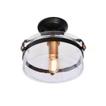LightfixturesUAE-1-Light Modern Two-Tone Clear Glass Semi Flush Mount Ceiling Light-Ceiling Lights - 