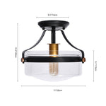 LightfixturesUAE-1-Light Modern Two-Tone Clear Glass Semi Flush Mount Ceiling Light-Ceiling Lights - 