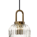 LightfixturesUAE-1-Light Modern Vintage Stripe Clear Glass Lantern-Shaped Pendant Light-Pendant Lights-Oval-
